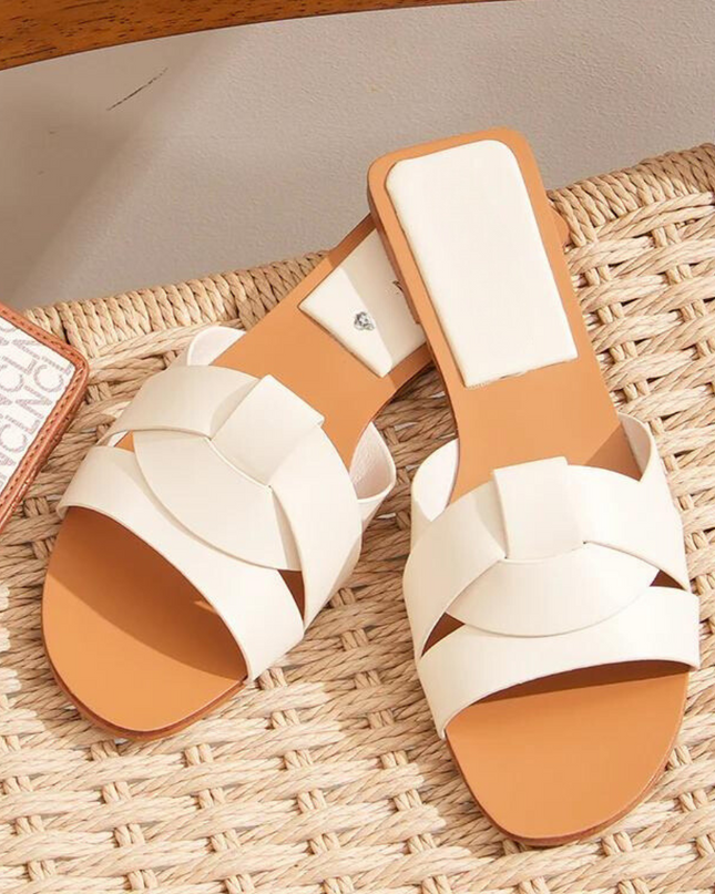 Crisscross Comfort Slides- White