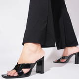 Ava Crisscross Heeled Sandal - Black