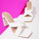 Ava Crisscross Heeled Sandal - White