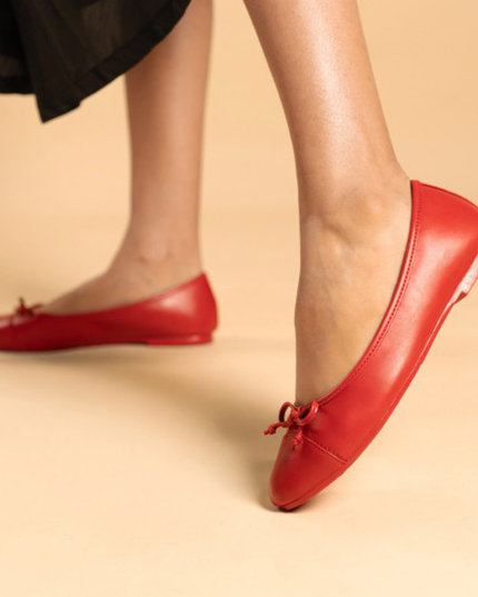 Comfort Bow Ballet Pumps - Red