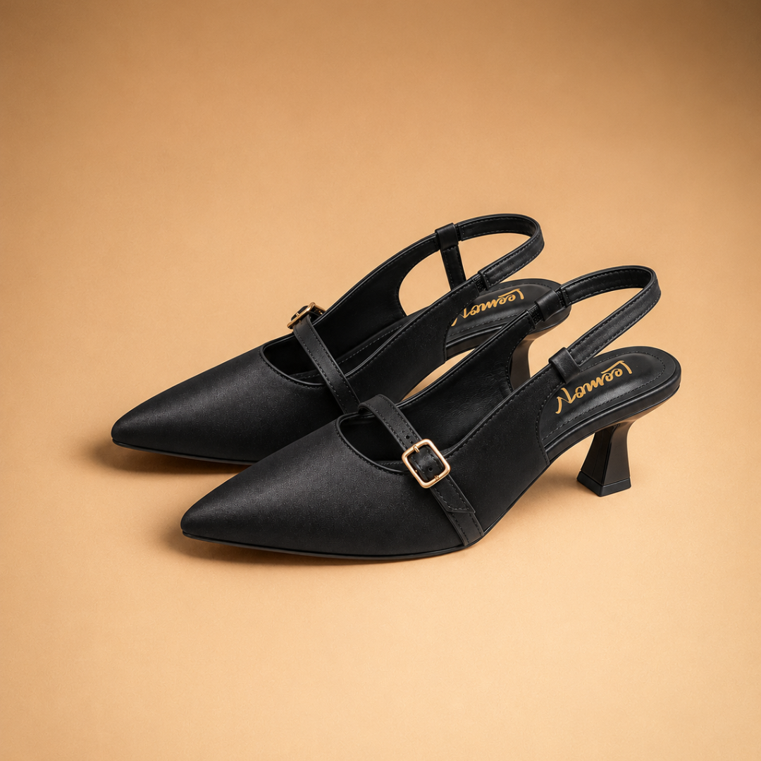Serena Pointed Toe Heels - Charcoal Black