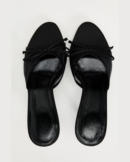 Stylish Mesh Bow Sandals- Black