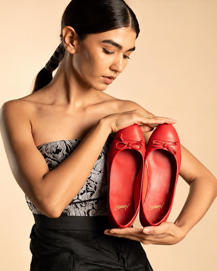 Comfort Bow Ballet Pumps - Red
