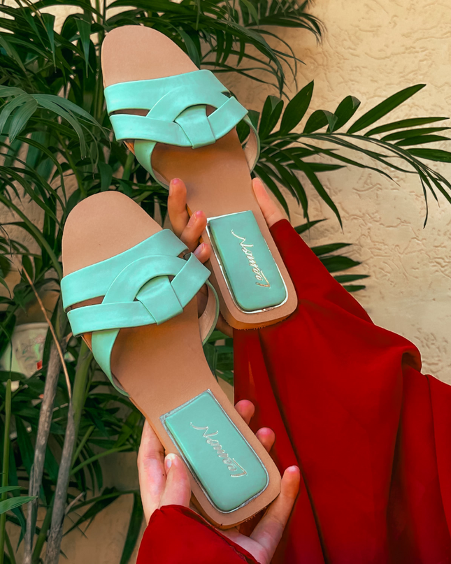 Crisscross Comfort Slides - Green