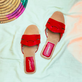 Crisscross Comfort Slides - Red