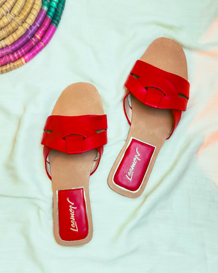 Crisscross Comfort Slides - Red