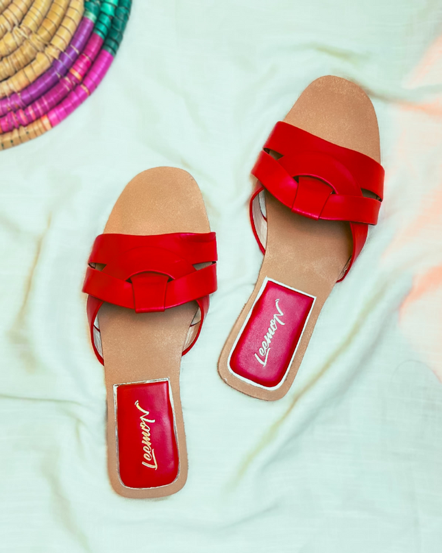 Crisscross Comfort Slides - Red