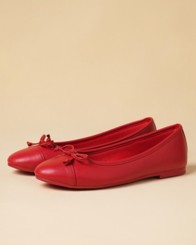 Comfort Bow Ballet Pumps - Red