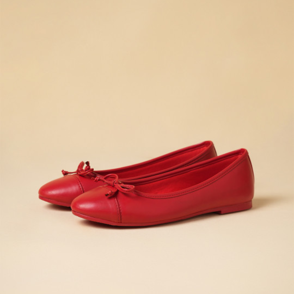 Comfort Bow Ballet Pumps - Red