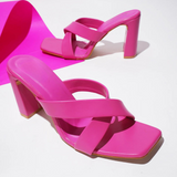 Ava Crisscross Heeled Sandal - Pink