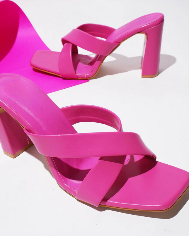 Ava Crisscross Heeled Sandal - Pink