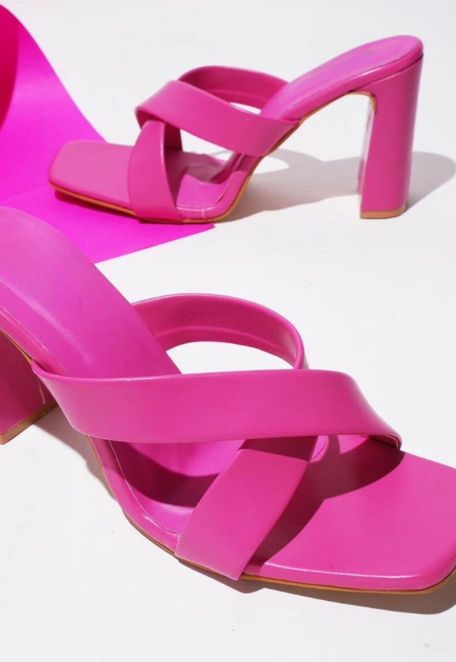 Ava Crisscross Heeled Sandal - Pink