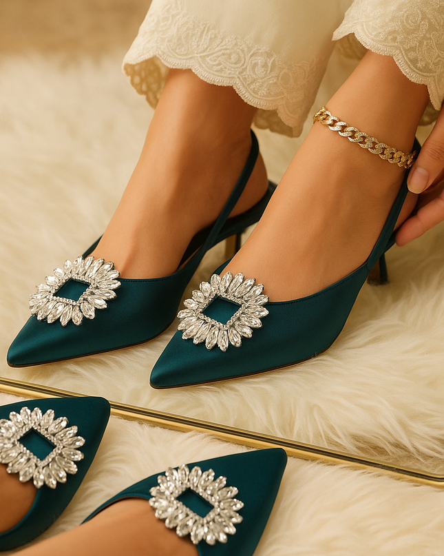 Isabil Luxe Heels- Green