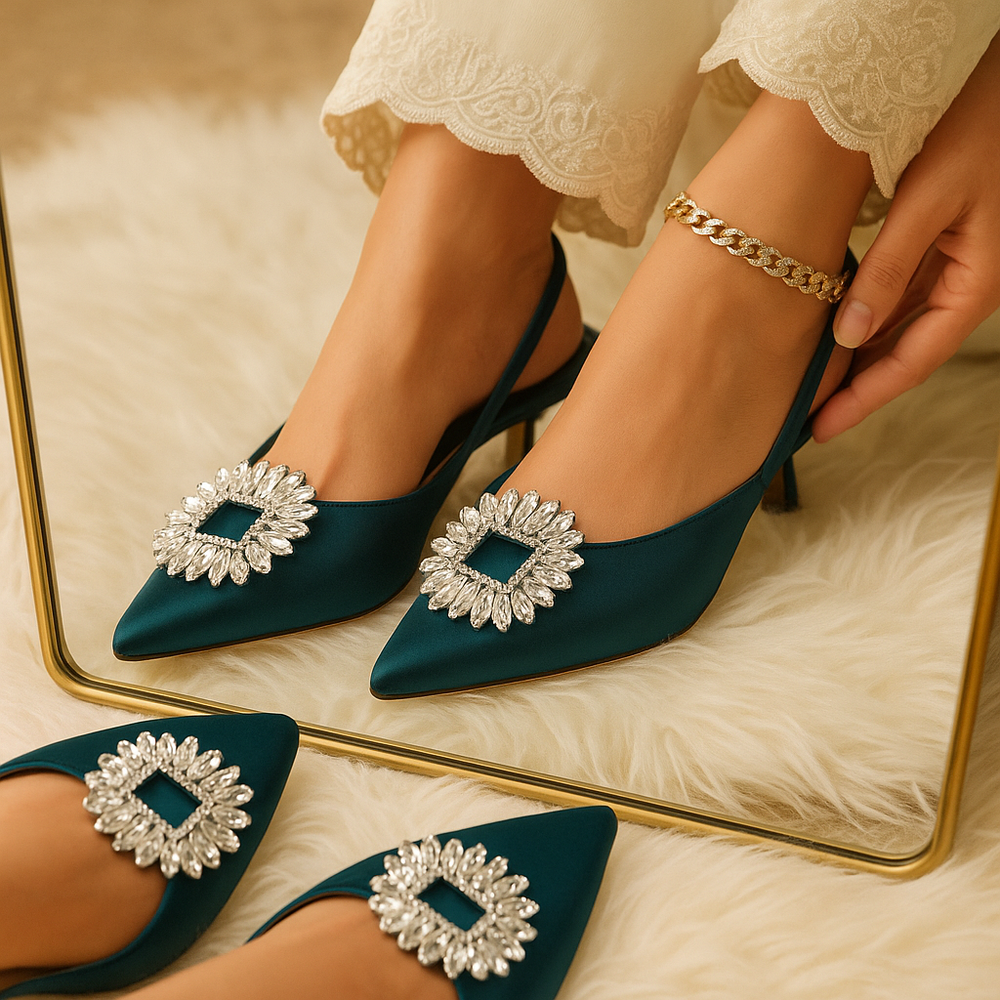Isabil Luxe Heels- Green
