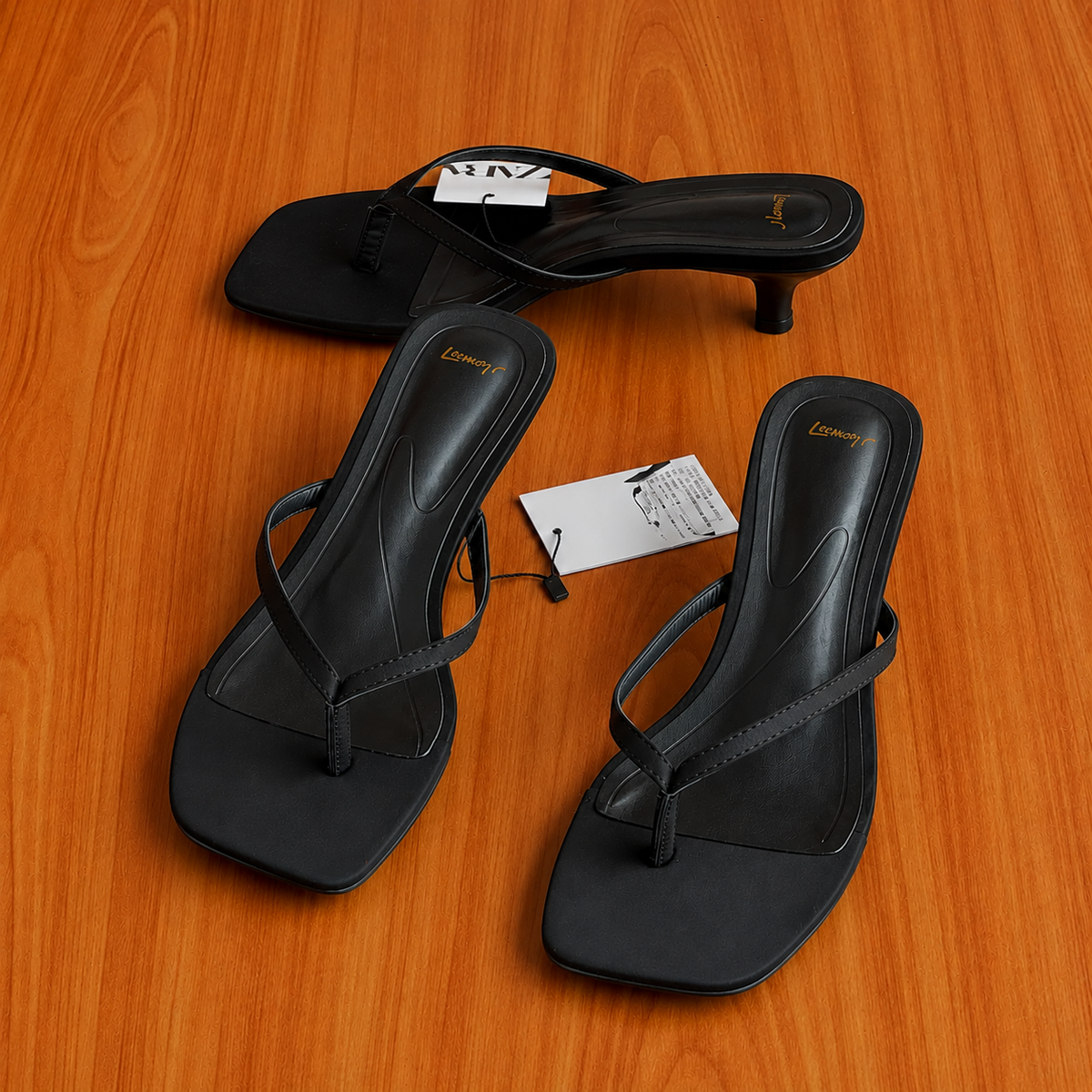 Kitten Heel Sandals-Black