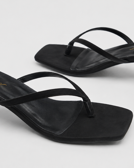 Kitten Heel Sandals-Black
