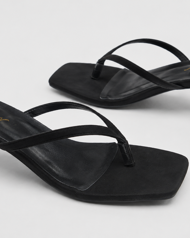 Kitten Heel Sandals-Black