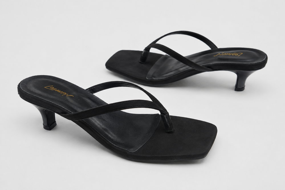 Kitten Heel Sandals-Black