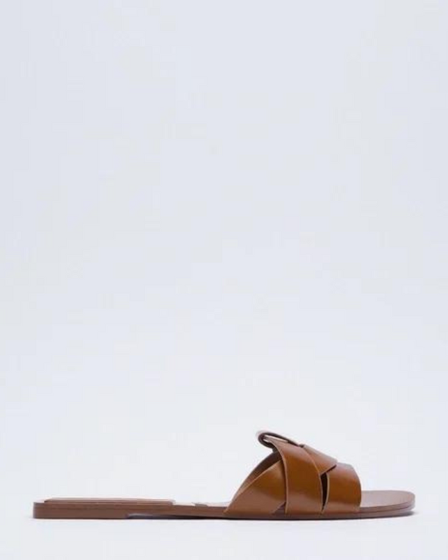Crisscross Comfort Slides- Brown