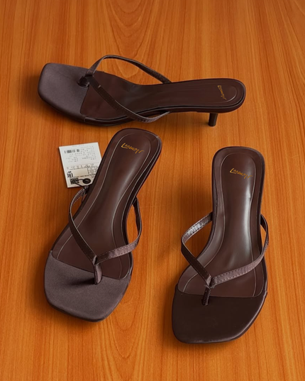 Kitten Heel Sandals- Brown