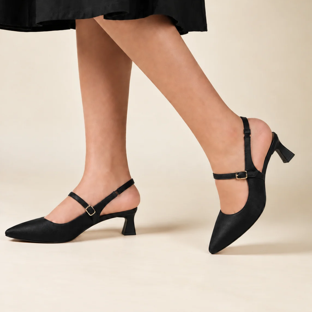 Serena Pointed Toe Heels - Charcoal Black