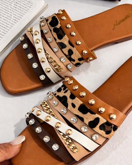 Multi Strap Glam Slides