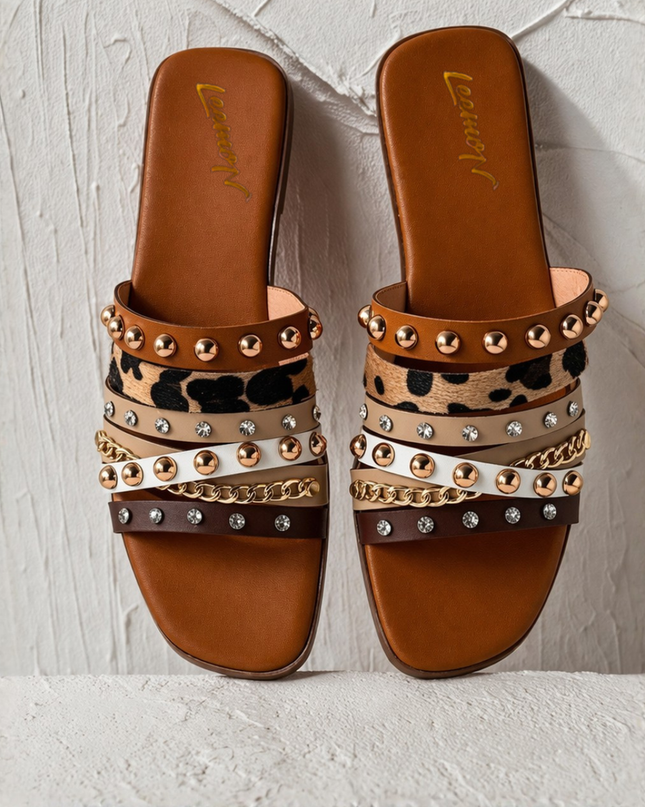 Multi Strap Glam Slides