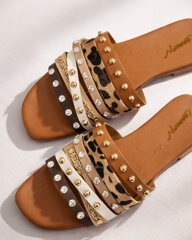 Multi Strap Glam Slides