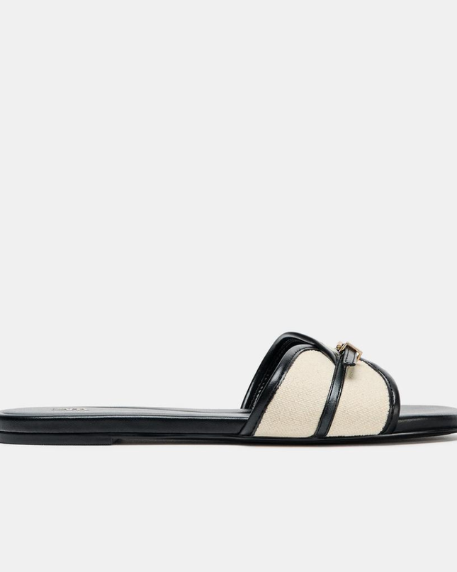 Buckled Chic Flat Sandals- Black