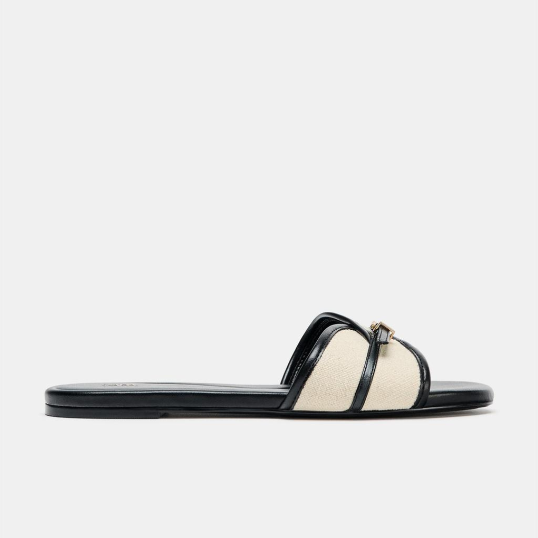Buckled Chic Flat Sandals- Black