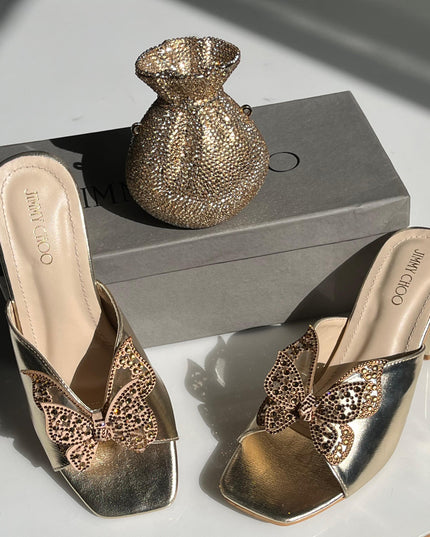 Rhinestone clutch & heels Combo